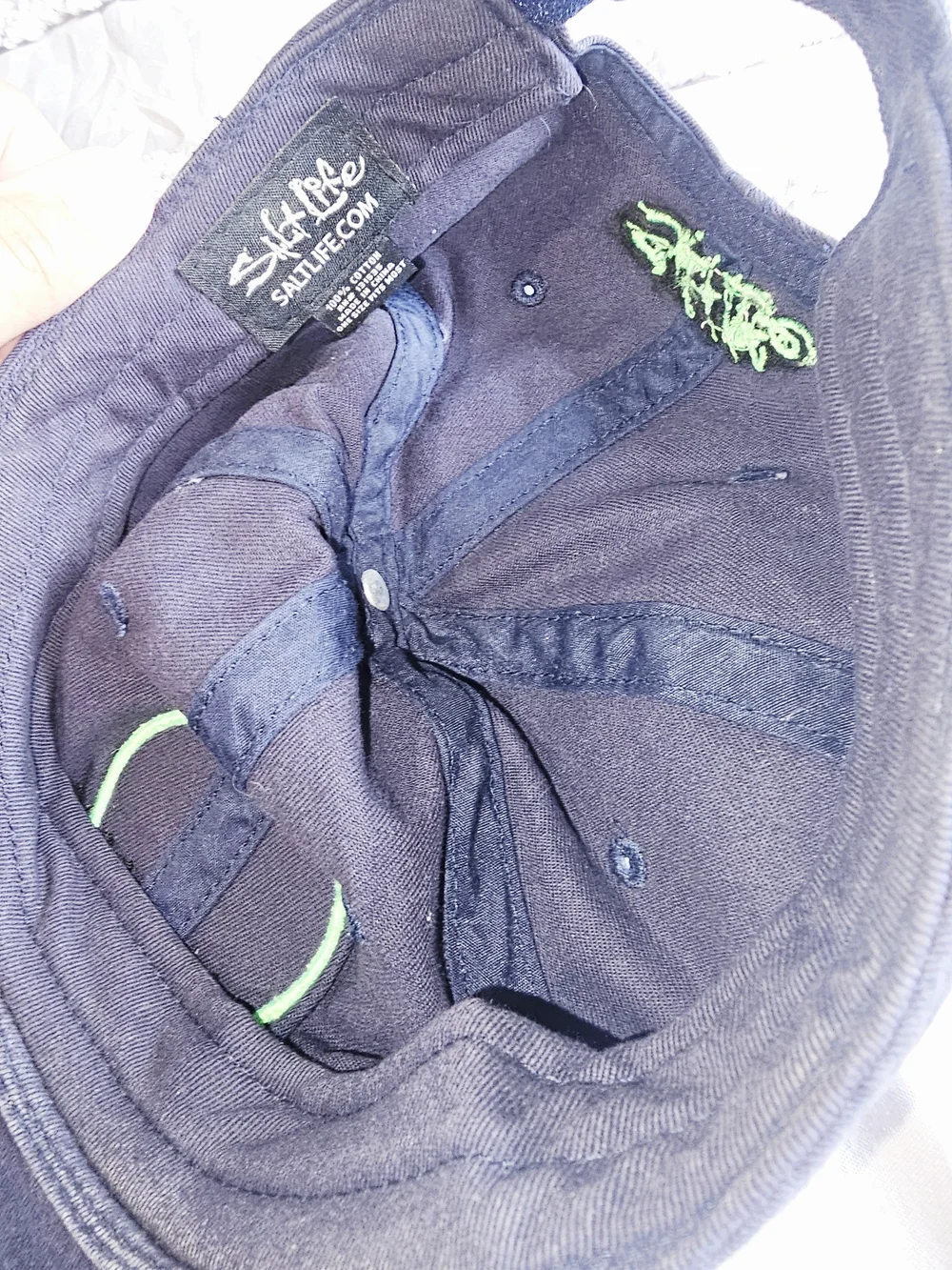Salt Life Navy Ball Cap with Lime Green Accent